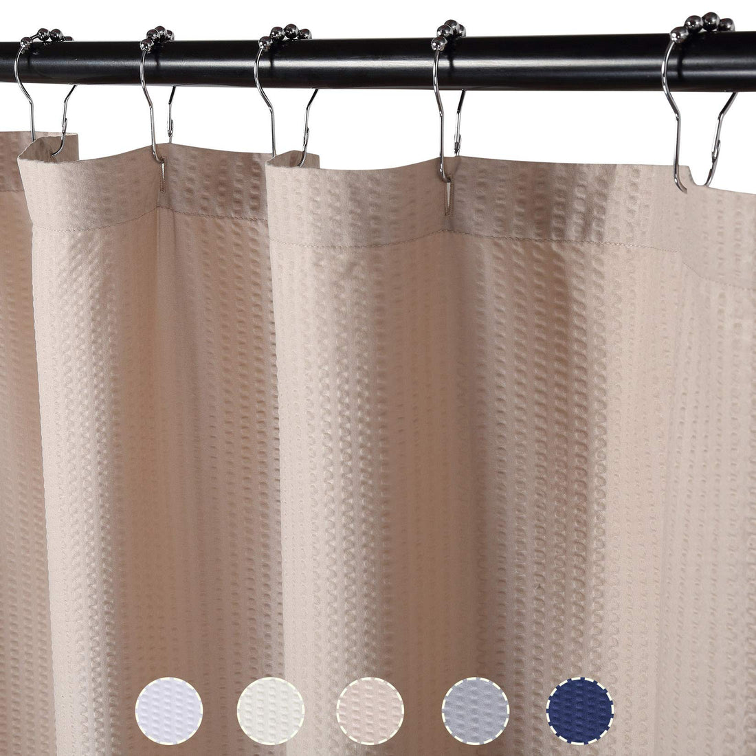 Rideau de douche en microfibre Garvee, déperlant, 72 x 72 cm, taupe gaufré, séchage rapide, facile à installer, salle de bain