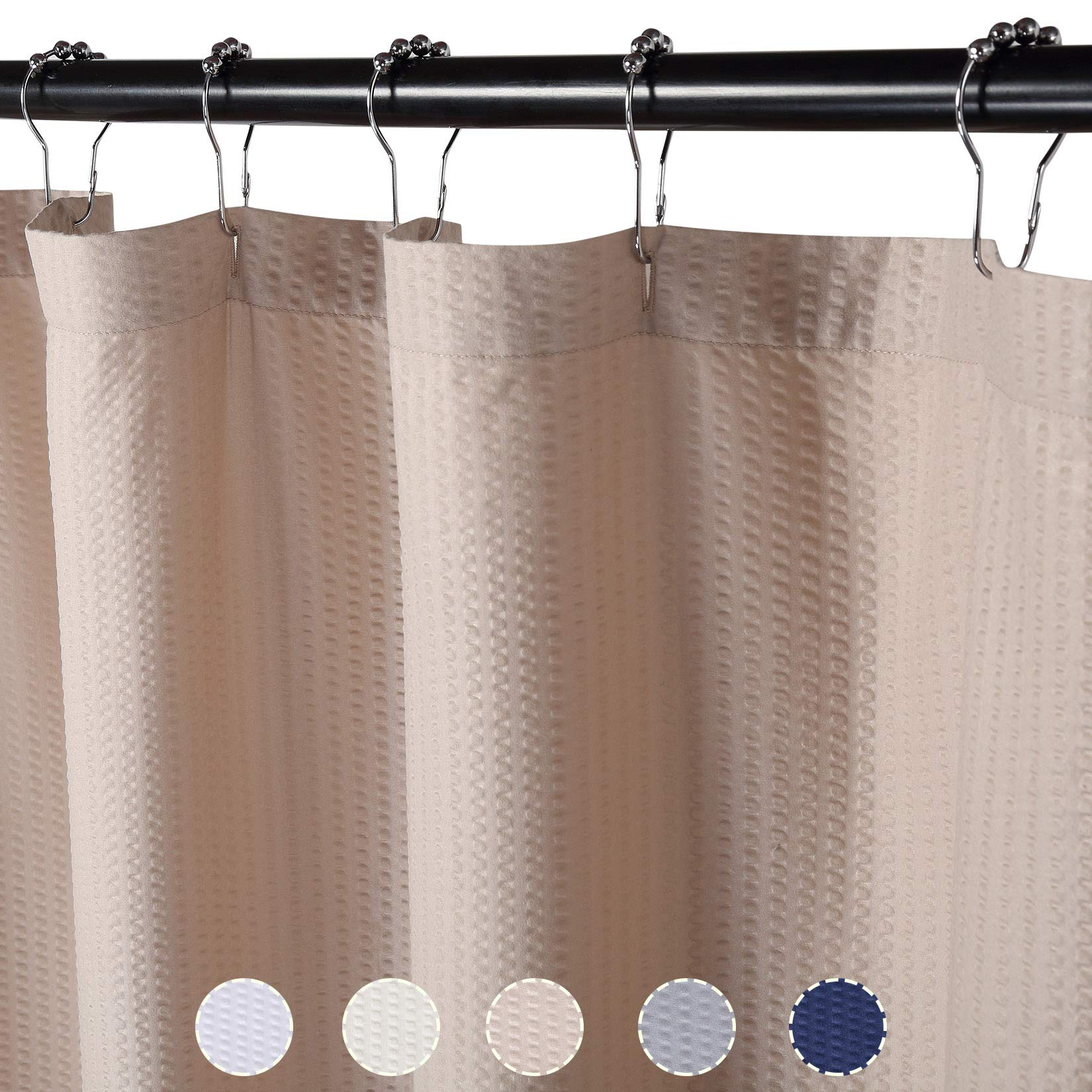Rideau de douche en microfibre Garvee, déperlant, 72 x 72 cm, taupe gaufré, séchage rapide, facile à installer, salle de bain