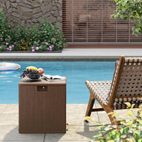 Coffre de jardin Garvee 28 gallons en résine - Résistant aux intempéries et aux UV - Verrouillable et portable - Marron - Pour jardin et terrasse