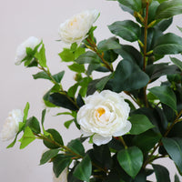 Camélia artificiel Garvee 150-180 cm avec feuilles et fleurs réalistes, facile d'entretien, blanc, pour la décoration de la maison et du bureau