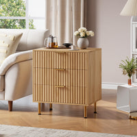 Meuble TV Garvee pour chambre, style moderne cannelé, 3 tiroirs profonds, écologique, imperméable, rangement polyvalent, noir