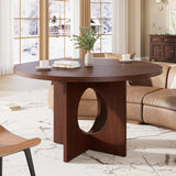 Garvee Table à Manger Ronde Ø 120 cm pour 4 à 6 Personnes, Pied Central Robuste, Plateau en MDF, Design Minimaliste, pour Cuisine, Salle à Manger et Petit Espace, Noyer - Noyer