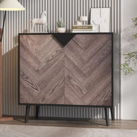 Buffet/meuble de rangement d'appoint moderne Garvee, avec portes, aspect bois, noir-gris, 80 cm, salle à manger, couloir