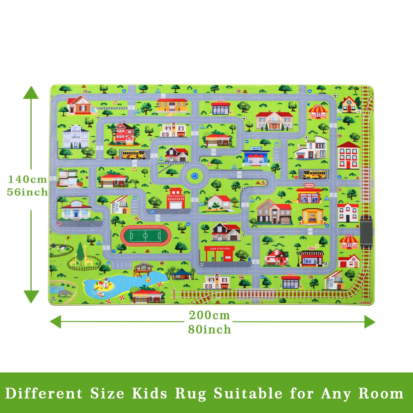 Tapis puzzle Garvee pour enfants, motif route grise, doux, épais, antidérapant et lavable, 120 x 160 cm, pour salle de jeux