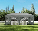 Garvee Barnum pliant 3 × 6 m blanc, imperméable et résistant, structure en acier, 6 parois latérales pour jardin et événements - Gris