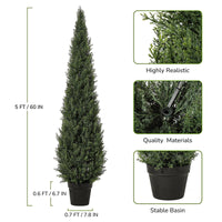 Garvee Lot de 2 arbres artificiels cèdre topiaire 152 cm, faux cyprès en pot, plantes persistantes décoratives pour intérieur, porche, terrasse et jardin