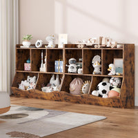Étagère à jouets Garvee avec 3 étagères et 2 boîtes basculantes pour chambre d'enfant et salle de jeux, en bois, anti-basculement, marron, 91,5 cm (L) x 29 cm (l) x 80 cm (H)