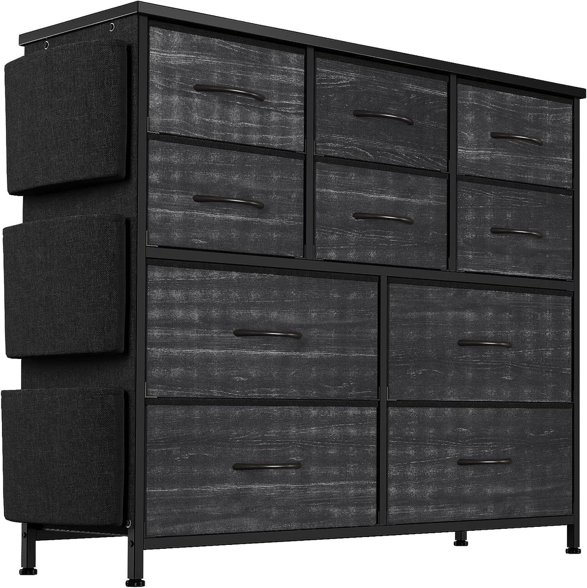 Commode GARVEE en tissu avec poignées, idéale pour les chambres, commode à 10 tiroirs, commode en tissu avec structure en acier robuste pour chambres et salons