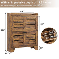 Meuble à chaussures Garvee pour entrée avec 2 tiroirs abattants, organisateur de chaussures étroit en bois P2, ventilé, résistant aux rayures, avec crochets pour entrée et garage, 35 cm, couleur bois