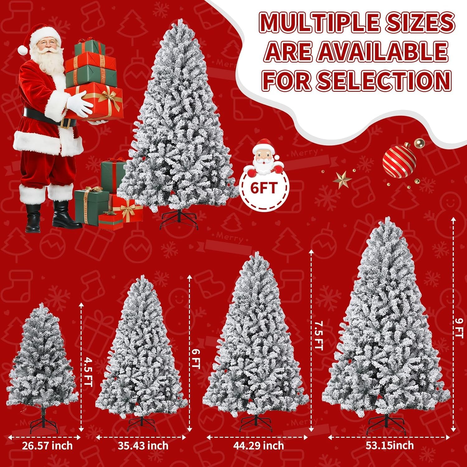 Sapin de Noël artificiel Garvee 137 cm – Effet givré, LED blanc chaud, socle en métal pour la décoration hivernale