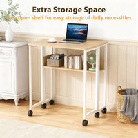 Bureau pliable à roulettes Garvee, compact (80 cm), idéal pour le bureau à domicile et les études, structure en acier, noir.