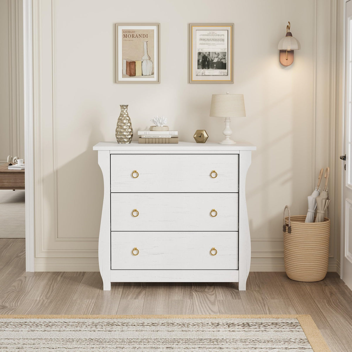 Garvee commode à 3 tiroirs, pour chambre, en bois rouge, poignées en métal, idéale pour le salon ou le couloir