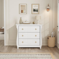 Garvee commode à 3 tiroirs, pour chambre, en bois rouge, poignées en métal, idéale pour le salon ou le couloir