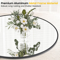 Miroir mural rond noir Garvee 91 cm (36 pouces), cadre en métal, verre 5 mm, style moderne, idéal pour salle de bain et salon.