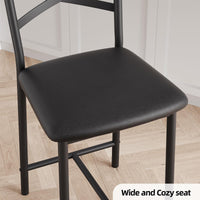 Garvee lot de 2 tabourets de bar 66 cm, structure métal, assise en polyuréthane, dossier et repose-pieds, noirs