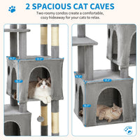 Garvee Arbre à Chat 155 cm Multi-Niveaux pour Grands Chats, Tour Résistante avec Grande Plateforme, Gris Clair