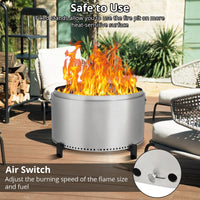 Brasero sans fumée Garvee 81 cm – Panier à feu double paroi en acier inoxydable avec poignées, idéal pour le camping et la terrasse.