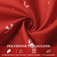 Garvee Nappe de Noël ronde à motif flocons de neige et épingles, déperlante, en polyester, idéale pour les fêtes de Noël et du Nouvel An, Rouge, 152 cm