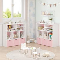 Étagère à jouets Garvee pour enfants avec 3 tiroirs, roulettes, MDF, rose, pour chambre et salle de jeux, polyvalente et sûre
