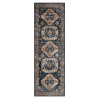 Tapis de salon vintage Garvee, doux, lavable, style campagnard oriental, bleu marine, 60 x 230 cm