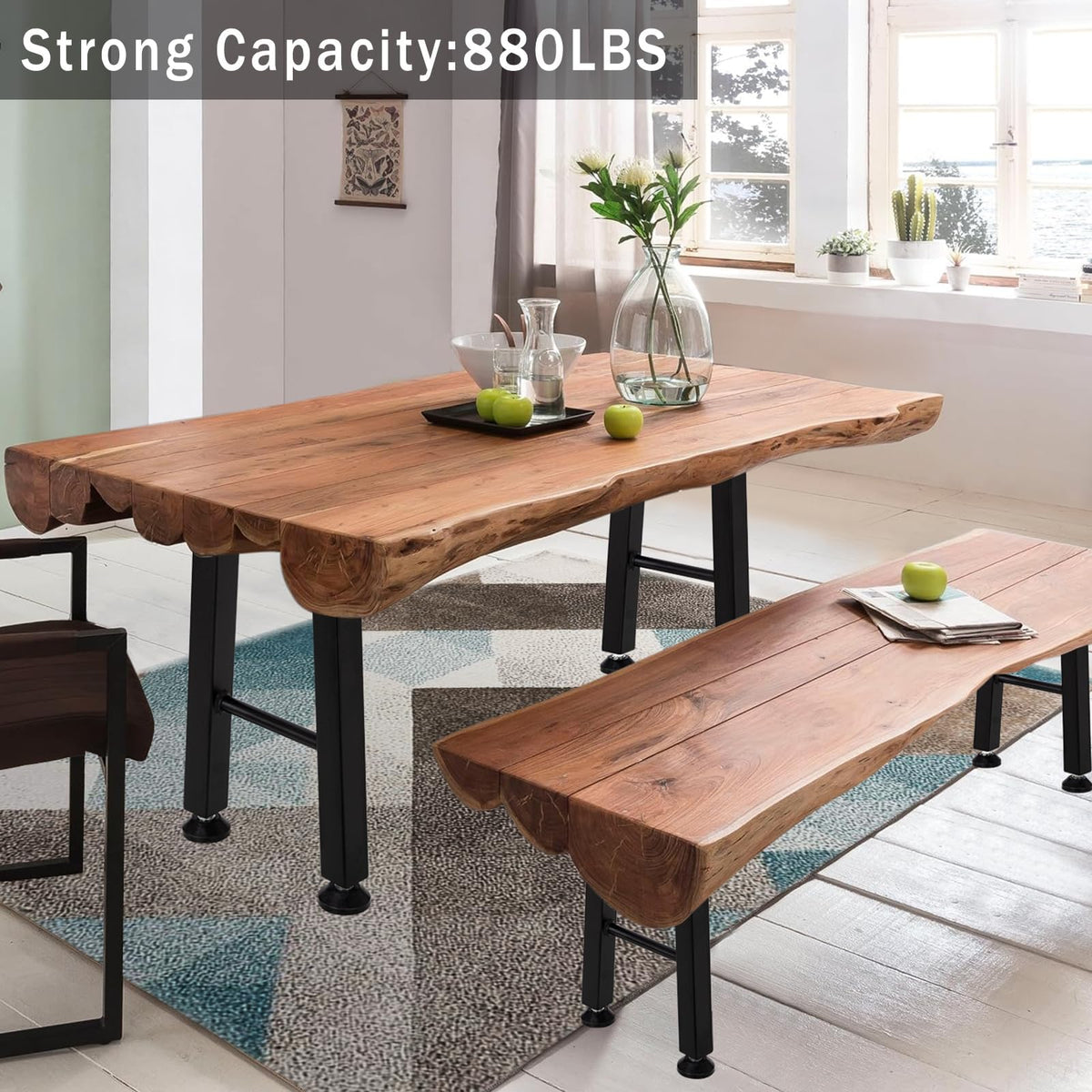 Garvee Pieds de table en métal en forme de x, 71 cm, noirs, robustes, pour meubles à monter soi-même, charge maximale 400 kg, patins réglables, 71 × 61 cm, lot de 2