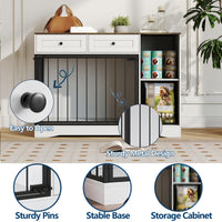 Meuble cage pour chien Garvee 47" style ferme avec double porte, 2 tiroirs et rangement, bois et métal, cage d'intérieur moderne, meuble TV, buffet pour chiens de petite et moyenne taille, marron