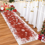Tapis de Noël romantique Garvee à motif flocons de neige dégradés, antidérapant, pour salle à manger, chambre, cuisine, couloir, bureau, 60 x 180 cm, rouge - Rouge