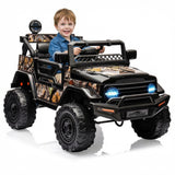 Garvee Voiture électrique enfant 12 V tout-terrain noire, télécommande parentale, suspension, LED et siège confortable, pour extérieur - Noir