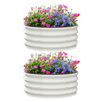 Potagers surélevés Garvee, lot de 2, 60 x 60 x 30 cm, galvanisés, antirouille, fond ouvert, en acier blanc, pour légumes et fleurs