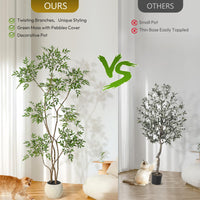 Plante artificielle Nandina Garvee de 1,80 m avec pot en céramique blanche, idéale pour le bureau et le salon. Réaliste, facile d'entretien et durable.