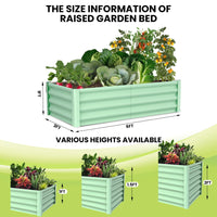 Jardinière surélevée galvanisée Garvee, 180 x 90 x 30 cm, en métal, 3 hauteurs, fond ouvert, rectangulaire, pour jardin et terrasse.