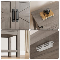Console en bois Garvee style ferme avec 2 portes pour la cuisine et l'entrée, 80 x 36 x 86 cm, grise, robuste et multifonctionnelle