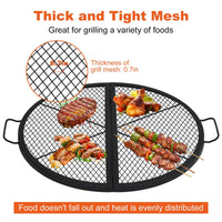 Grille de barbecue pliable Garvee X-Marks en acier robuste, idéale pour le camping et les grillades en extérieur. Grande surface de cuisson, résistante à la chaleur jusqu'à 600 °C, avec poignées.
