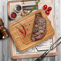 Planche à découper Garvee Pyramid Tip en bambou carbonisé double face pour la cuisine et le barbecue, stable et polyvalente