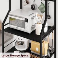 Étagère de cuisine Garvee Bakers Rack à 5 niveaux, 2 paniers métalliques, 8 crochets, en MDF et acier robustes, noir rustique, idéale pour la cuisine et le coin café.