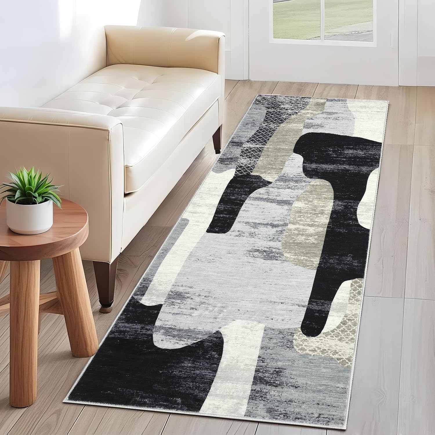 Tapis d'intérieur moderne abstrait Garvee, poils courts, antidérapant, lavable en machine, doux, léger, 60 x 230 cm, salon, bureau, multicolore