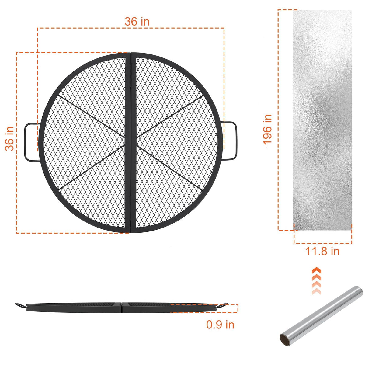 Grille de barbecue pliable Garvee X-Marks en acier robuste, idéale pour le camping et les grillades en extérieur. Grande surface de cuisson, résistante à la chaleur jusqu'à 600 °C, avec poignées.