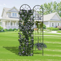 Garvee ensemble de treillis de jardin en 2 pièces pour plantes grimpantes, 140 × 30 cm, métal robuste, résistant aux intempéries, décoratif, pour jardin et terrasse