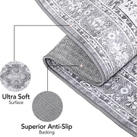 Tapis vintage Garvee, motif oriental, antidérapant, antitache, lavable, poils courts, gris, 160 x 230 cm, salon, chambre