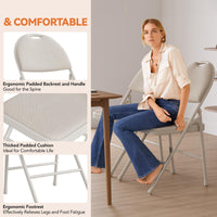 Ensemble de 4 chaises pliantes Garvee avec coussins, revêtements en lin, structure métallique robuste, beige, pliables et ergonomiques, idéales pour le bureau et les événements. Parfaites pour le bureau et les événements.