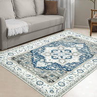 Tapis long oriental Garvee à motif floral, polyester, envers antidérapant, 160 x 230 cm, salon et chambre