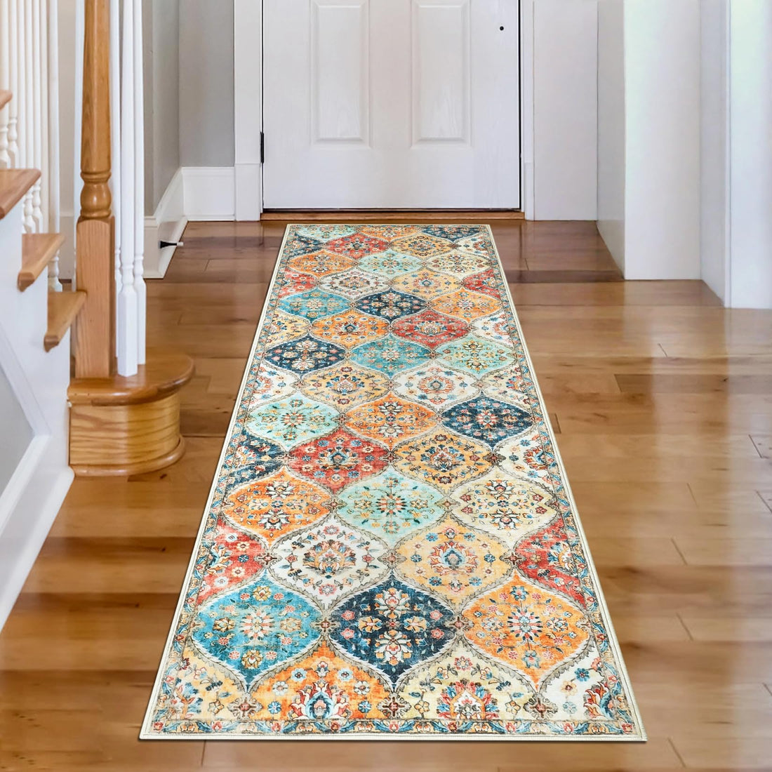 Tapis de couloir Garvee 60 x 230 cm, lavable, motif floral vintage, antidérapant, pour chambre ou cuisine.