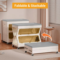 Boîte de rangement pliable Garvee 135 L avec couvercle et roulettes, idéale pour la chambre et le bureau. Robuste, empilable et facile à déplacer. Couleur : grise.