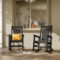 Garvee Fauteuil à bascule d’extérieur en HDPE noir, assise large avec accoudoirs spacieux, résistant aux intempéries, pour jardin et porche
