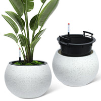 Jardinières rondes à arrosage automatique Garvee, ouverture de 25 cm avec indicateur de niveau d'eau, pour une utilisation intérieure et extérieure, matériau durable, ventilation, polyvalentes