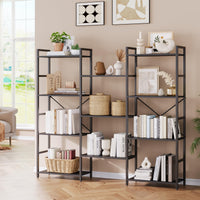 Garvee étagère industrielle à 4 niveaux avec structure métallique, 11 étagères ouvertes, robuste, noir, idéale pour le salon et le bureau