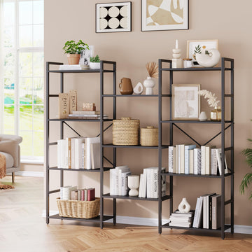 Garvee étagère industrielle à 4 niveaux avec structure métallique, 11 étagères ouvertes, robuste, noir, idéale pour le salon et le bureau