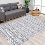 Tapis marocain bohème GARVEE 200x290cm Gris, déperlant, à poils courts, résistant aux taches et à l'huile, lavable, salon et chambre - Gris