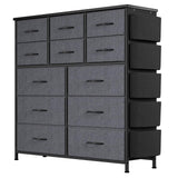 Garvee Kommode 12 Tiroirs Cadre Métal Robuste Tissu Kationique Plateau Bois Étanche Salon Chambre 99x110x30cm - 