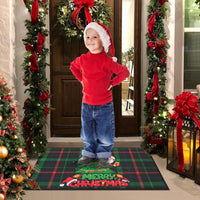 Tapis de Noël antiséquoia Garvee Zerbino Natalizio avec sapin et Père Noël, aspect lin polyester, 40 x 80 cm, pour intérieur et extérieur, rouge et vert